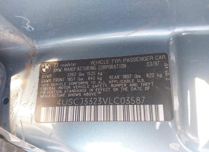 Photo 9 of 1997 Bmw Z3 2.8L (VIN 4USCJ3323VLC03587)