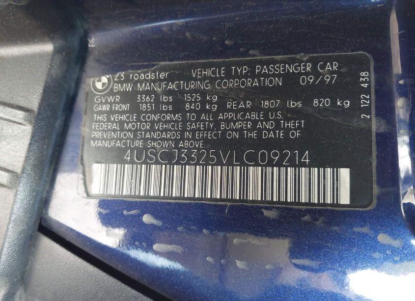 Photo 9 of 1997 Bmw Z3 2.8L (VIN 4USCJ3325VLC09214)