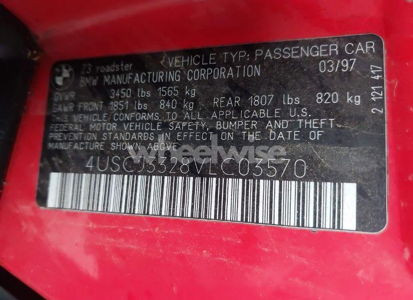 Photo 9 of 1997 Bmw Z3 2.8L (VIN 4USCJ3328VLC03570)