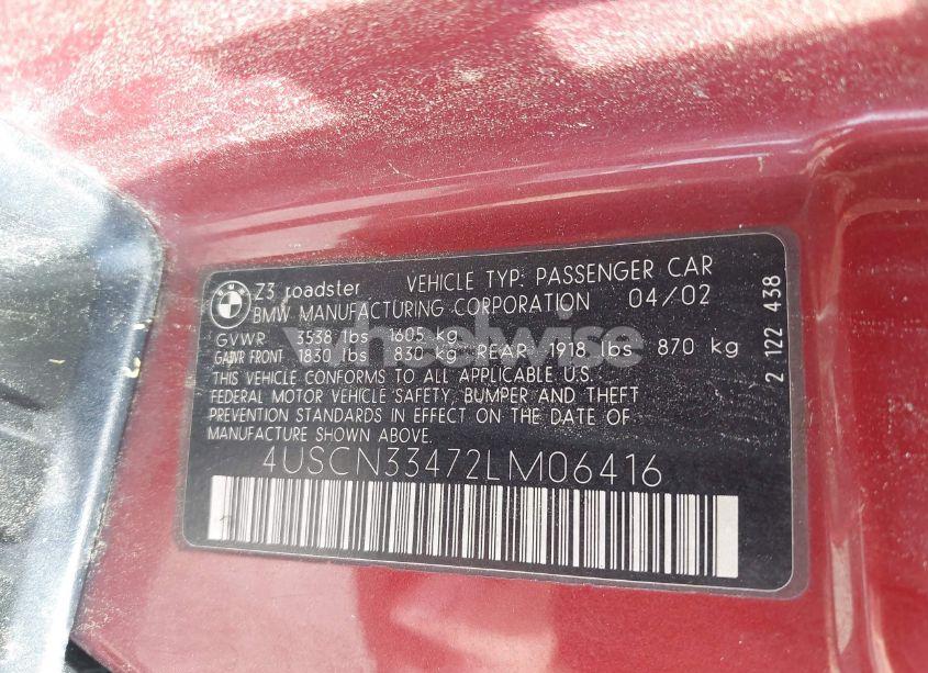 Photo 9 of 2002 Bmw Z3 2.5I (VIN 4USCN33472LM06416)