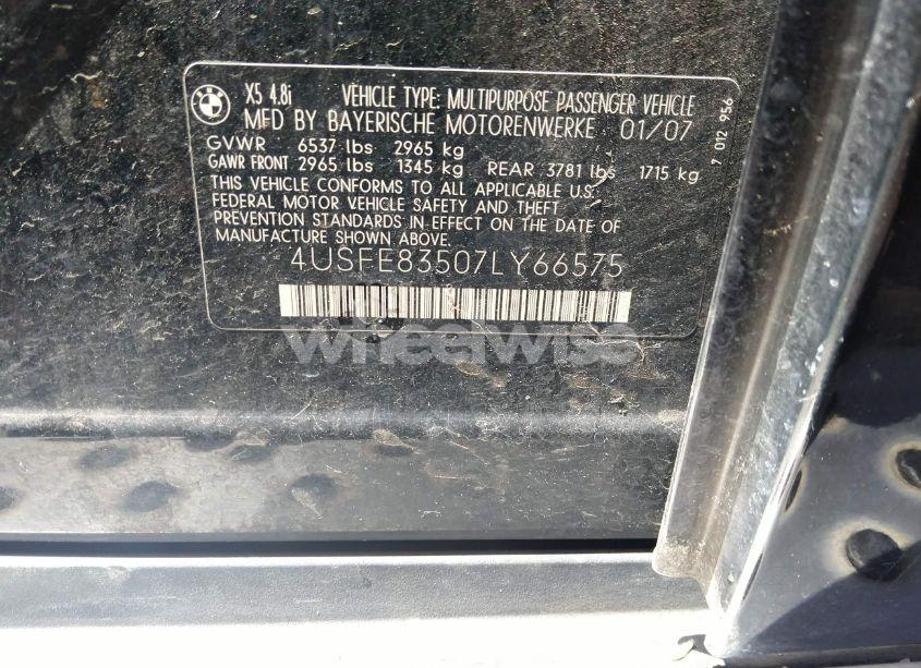 Photo 9 of 2007 Bmw X5 4.8I (VIN 4USFE83507LY66575)