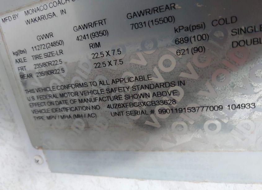 Photo 9 of 1999 Freightliner Chassis X LINE MOTOR HOME (VIN 4UZ6XFBC8XCB33628)