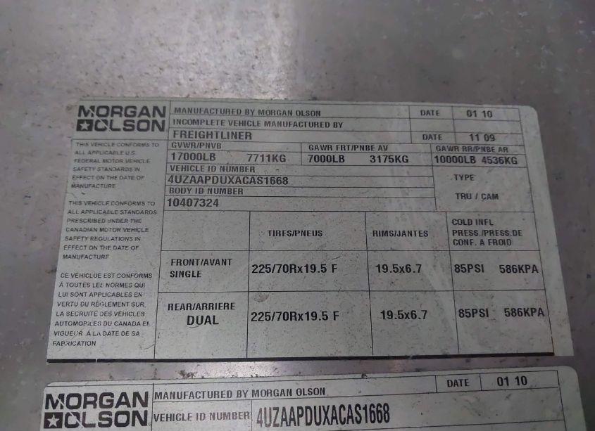 Photo 8 of 2010 Freightliner Chassis M LINE WALK-IN VAN (VIN 4UZAAPDUXACAS1668)