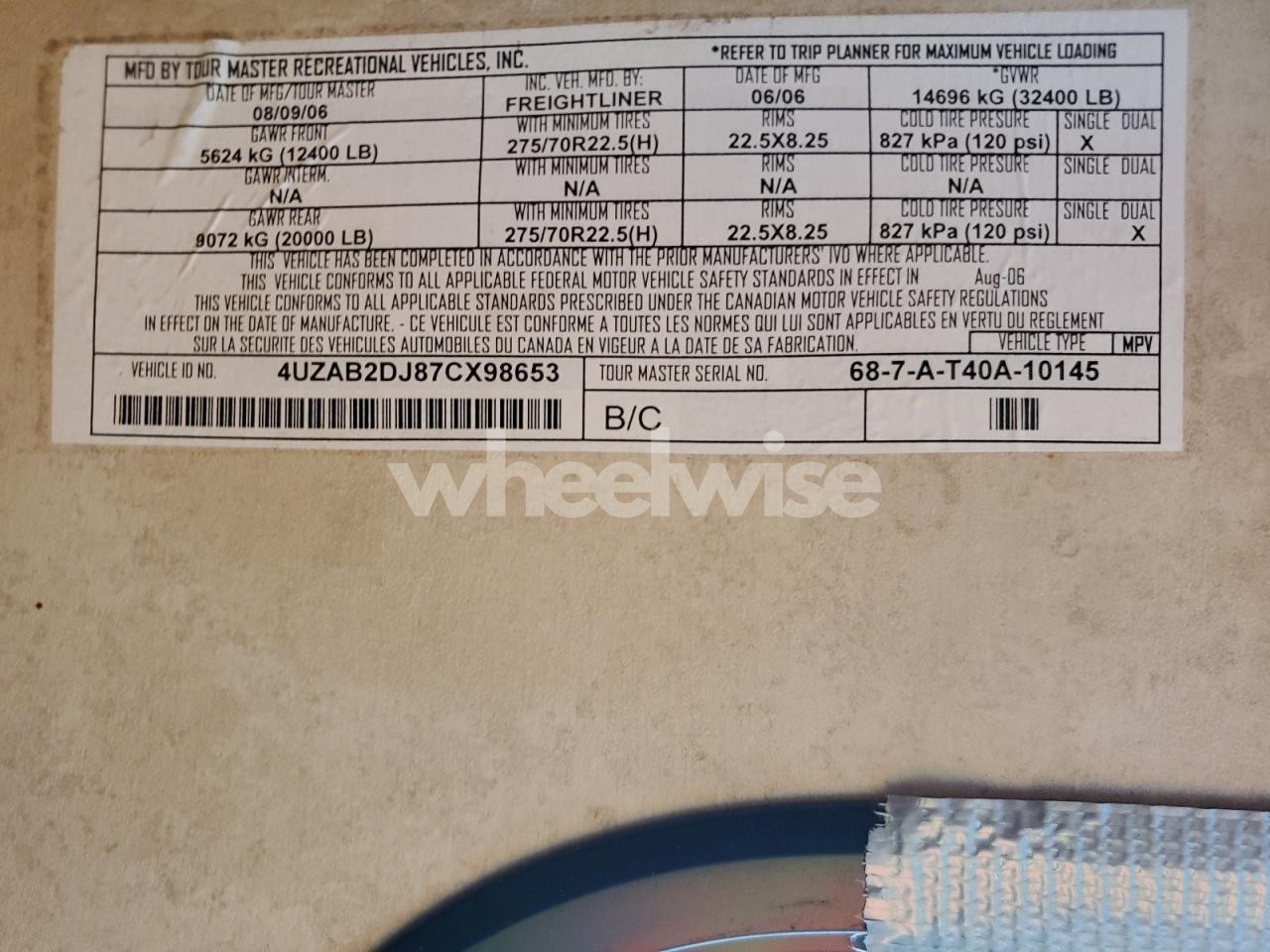 Photo 10 of 2007 FREIGHTLINER CHASSIS X LINE MOTOR HOME (VIN 4UZAB2DJ87CX98653)