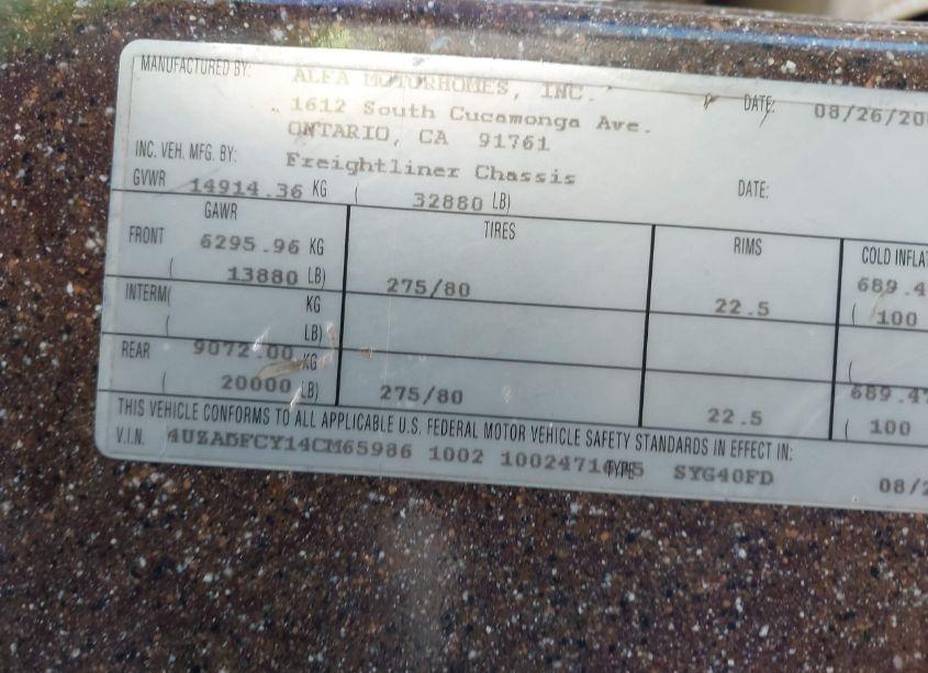 Photo 9 of 2004 Freightliner Chassis X LINE MOTOR HOME (VIN 4UZABFCY14CM65986)