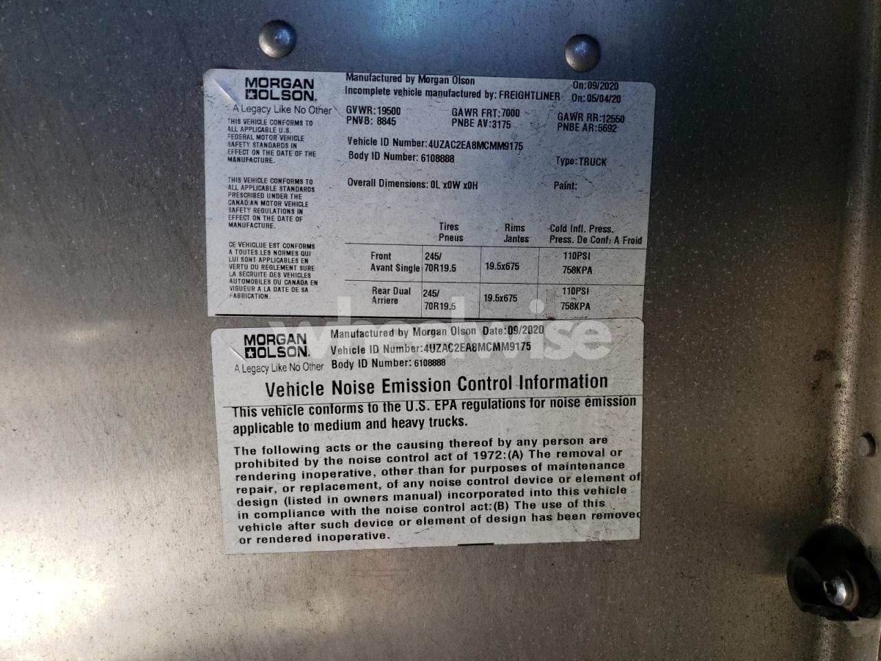 Photo 12 of 2021 FREIGHTLINER CHASSIS M LINE WALK-IN VAN (VIN 4UZAC2EA8MCMM9175)