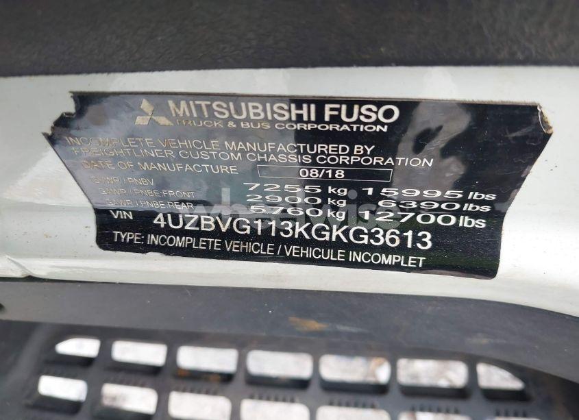 Photo 8 of 2019 Mitsubishi Fec7ts N/A (VIN 4UZBVG113KGKG3613)