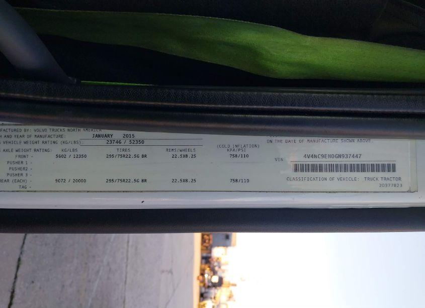 Photo 8 of 2016 Volvo Vn VNL (VIN 4V4NC9EH0GN937447)