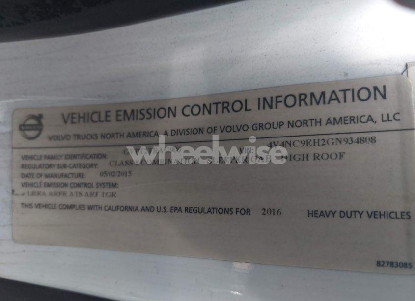 Photo 8 of 2016 Volvo Vn VNL (VIN 4V4NC9EH2GN934808)