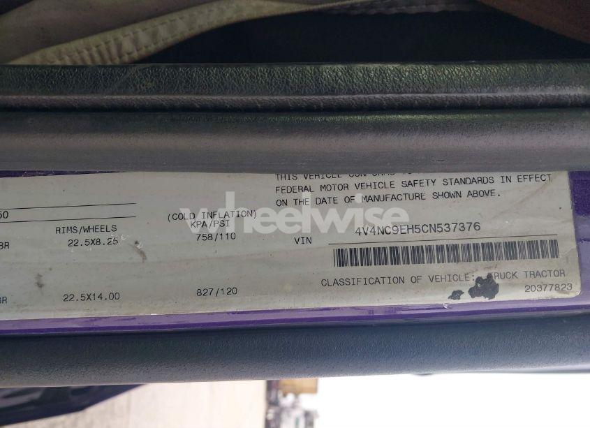 Photo 8 of 2012 Volvo Vn VNL (VIN 4V4NC9EH5CN537376)
