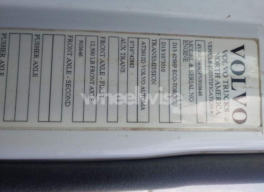 Photo 8 of 2015 Volvo Vn VNL (VIN 4V4NC9EH5FN910646)