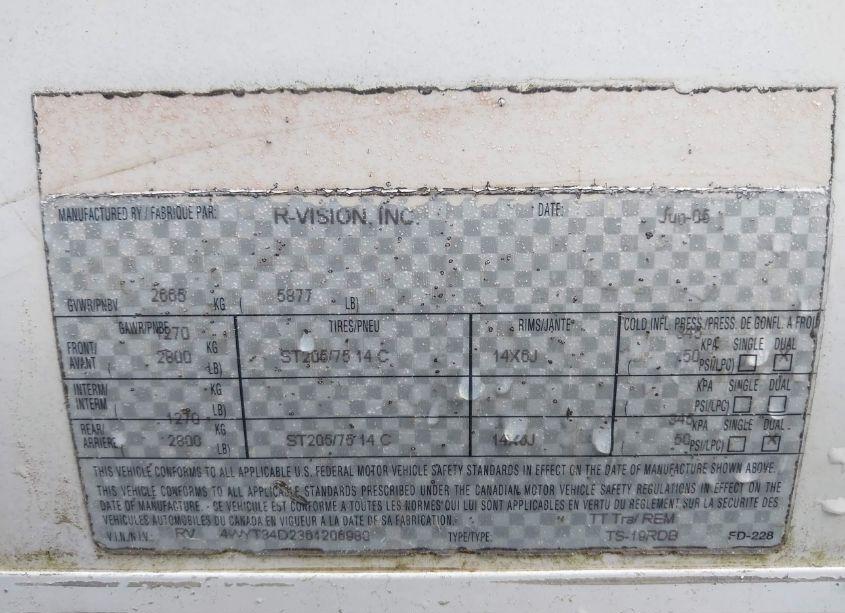 Photo 9 of 2006 Trail Lite 19RDB (VIN 4WYT34D2361206980)