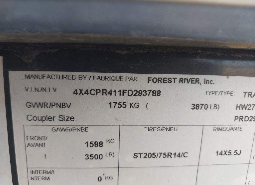 Photo 9 of 2015 Rockwood Hw N/A (VIN 4X4CPR411FD293788)