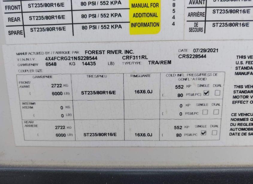 Photo 9 of 2022 Cedar Creek OTHER (VIN 4X4FCRG21NS228544)