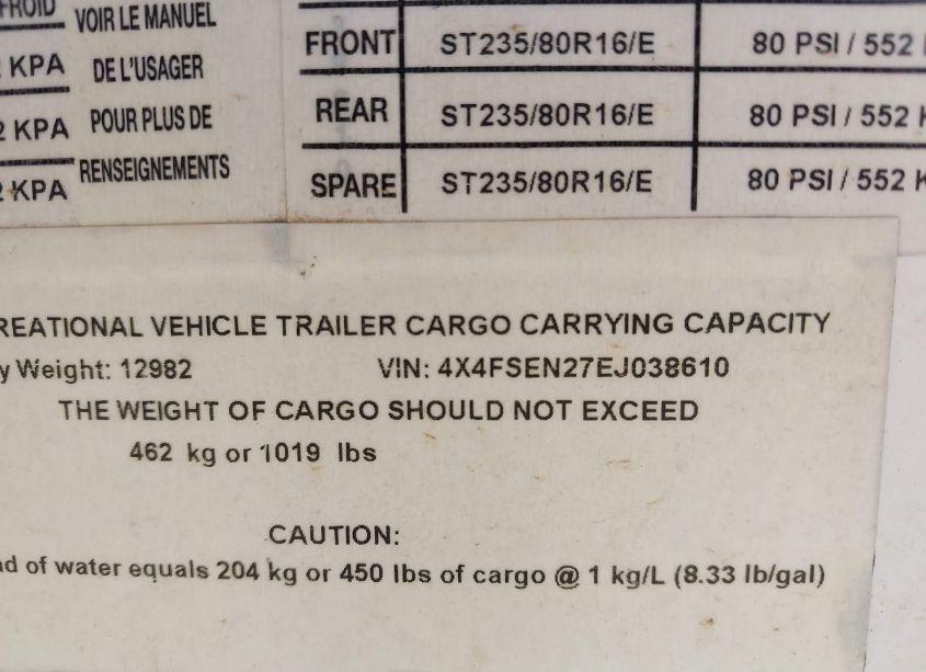 Photo 9 of 2014 Forest River SIERRA (VIN 4X4FSEN27EJ038610)