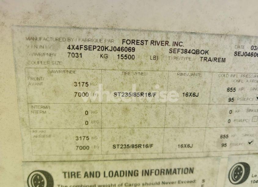 Photo 9 of 2018 Forest River SIERRA (VIN 4X4FSEP20KJ046069)