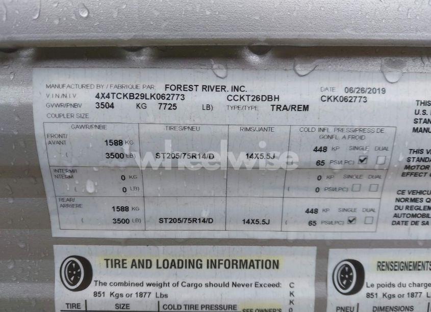 Photo 9 of 2020 Forest River RV CHEROKEE GREY WOLF M (VIN 4X4TCKB29LK062773)