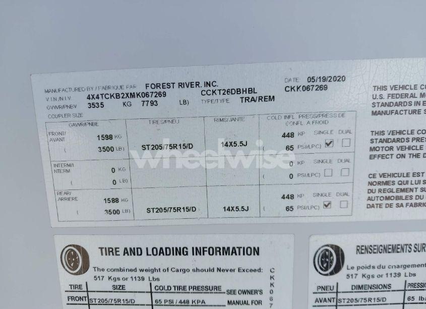 Photo 9 of 2021 Forest River OTHER (VIN 4X4TCKB2XMK067269)