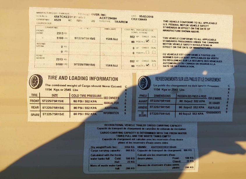 Photo 9 of 2019 Forest River FOREST RIV 294BH (VIN 4X4TCKE22KX136449)