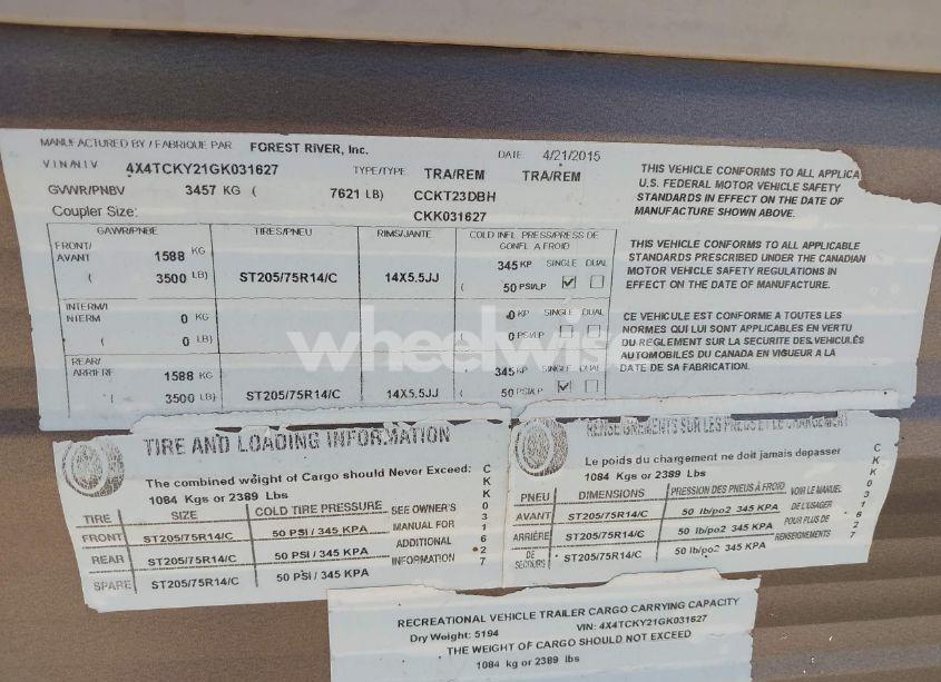 Photo 9 of 2016 Forest River 23DBH (VIN 4X4TCKY21GK031627)