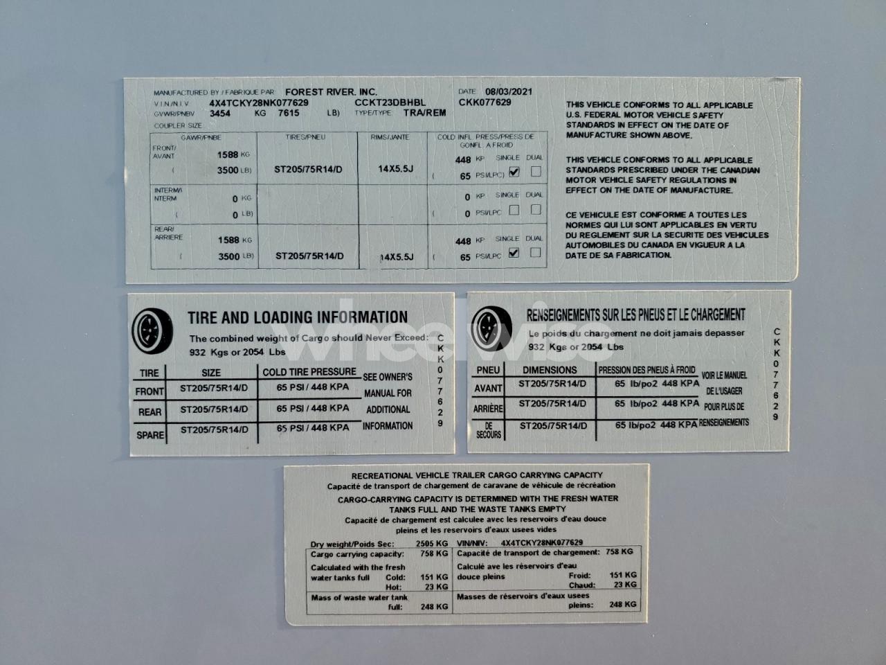 Photo 10 of 2022 FOREST RIVER GREY WOLF - camper (VIN 4X4TCKY28NK077629)