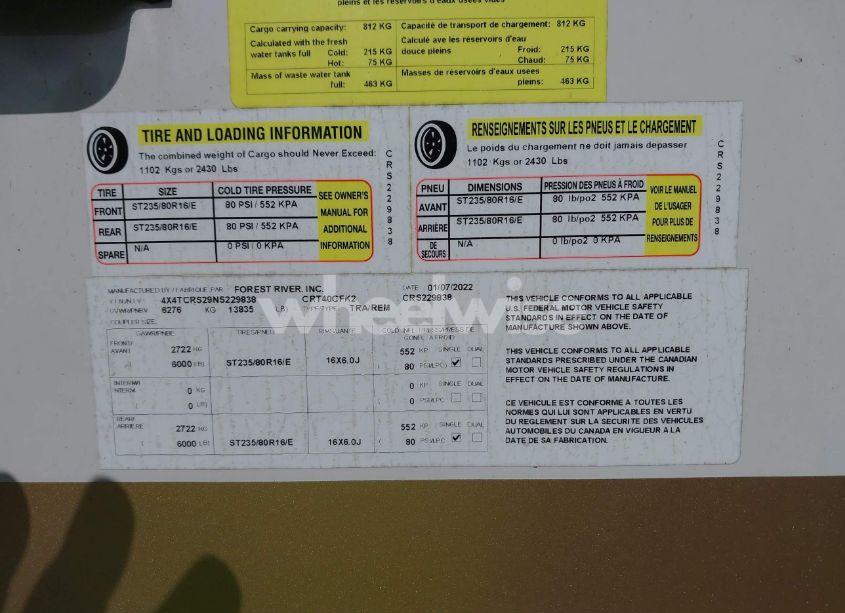 Photo 9 of 2022 Cedar Creek COTTAGE (VIN 4X4TCRS29NS229838)