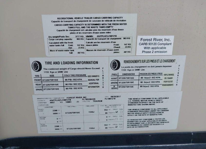 Photo 9 of 2018 Flagstaff Forest RIVER (VIN 4X4TFLH21J1881218)