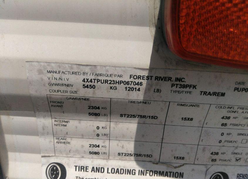 Photo 9 of 2019 Puma Travel TRAILER (VIN 4X4TPUR23HP067046)