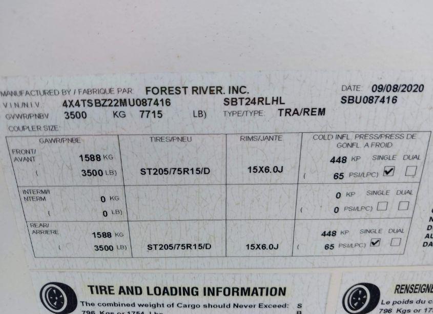 Photo 9 of 2021 Forest River SALEM TRAVEL TRAILER (VIN 4X4TSBZ22MU087416)