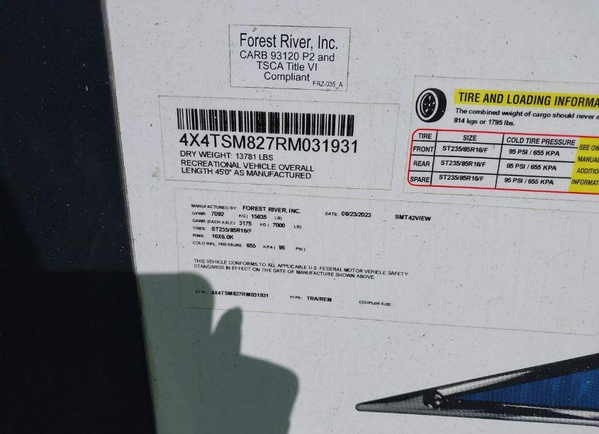 Photo 9 of 2024 Forest River OTHER (VIN 4X4TSM827RM031931)