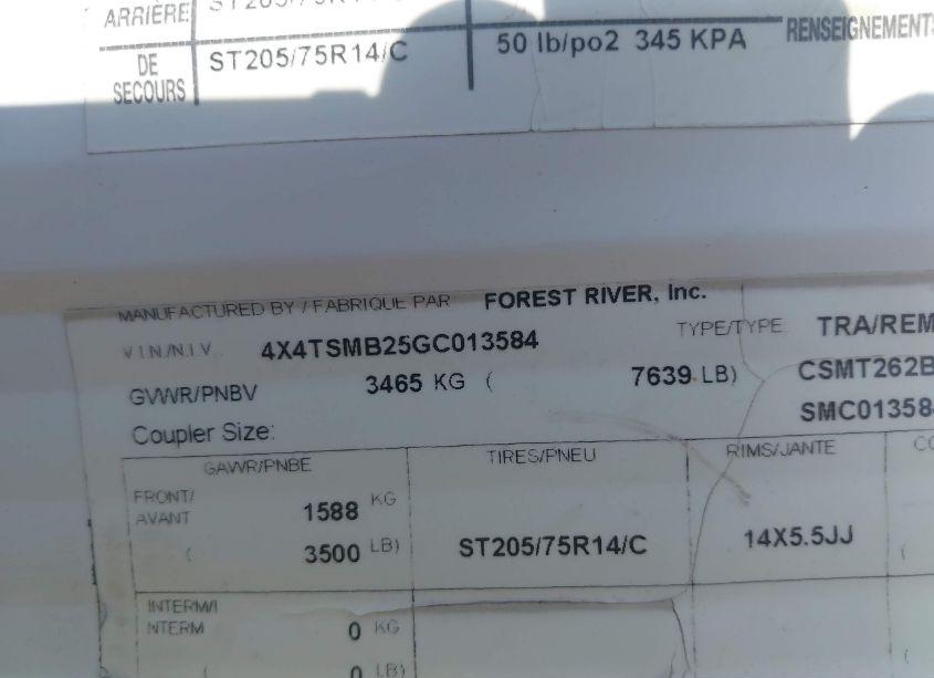 Photo 9 of 2016 Forest River RIVER SALEM 262BHXL (VIN 4X4TSMB25GC013584)