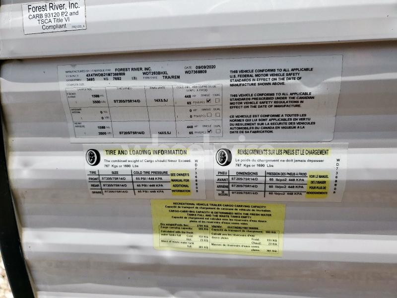 Photo 2 of 2021 FORESRIVER WILDWOOD (VIN 4X4TWDB21M7368809)