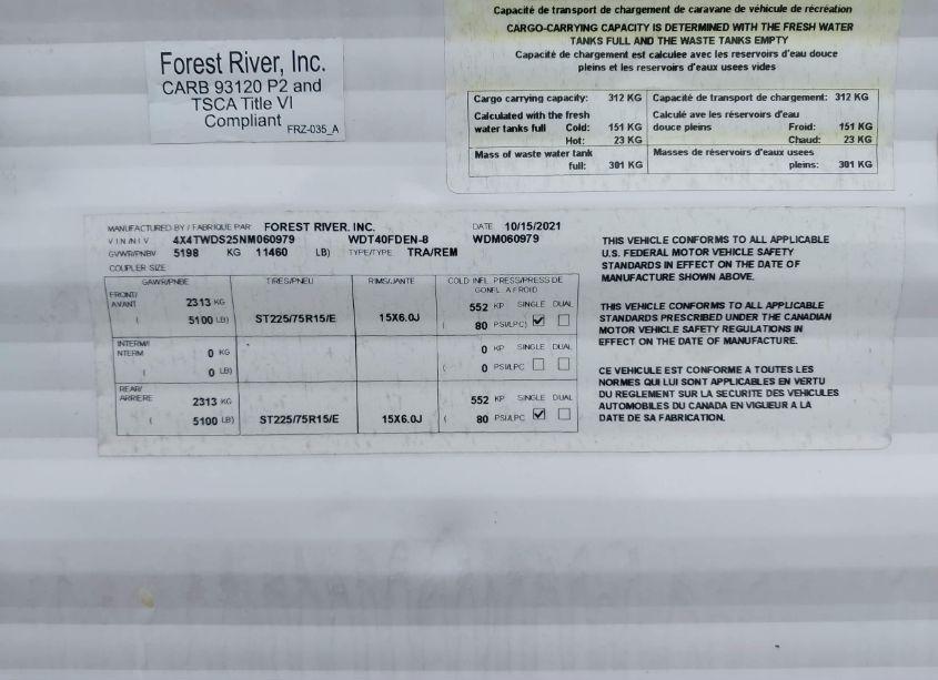 Photo 9 of 2022 Fore Wildwood (VIN 4X4TWDS25NM060979)