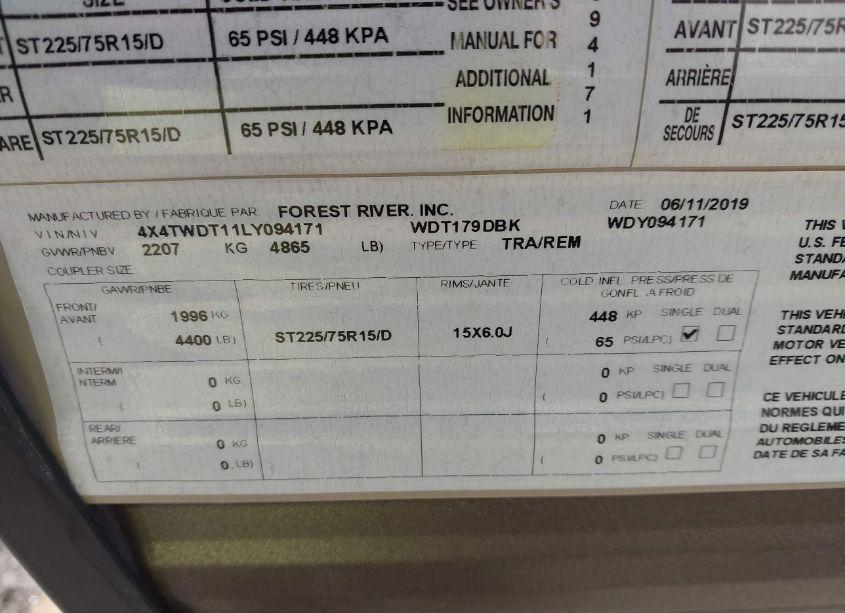 Photo 9 of 2020 Wildwood 179dbk (VIN 4X4TWDT11LY094171)