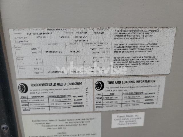 Photo 10 of 2015 FORESRIVER WORK& PLAY (VIN 4X4TWPM23FB015616)