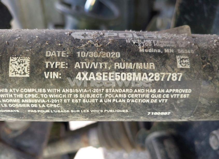 Photo 10 of 2021 Polaris Sportsman 450 H.O. EPS (VIN 4XASEE508MA287787)