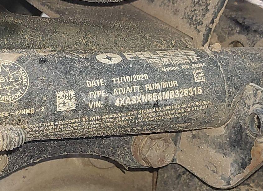 Photo 10 of 2021 Polaris Sportsman 850 HIGH LIFTER EDITION (VIN 4XASXN854MB328315)