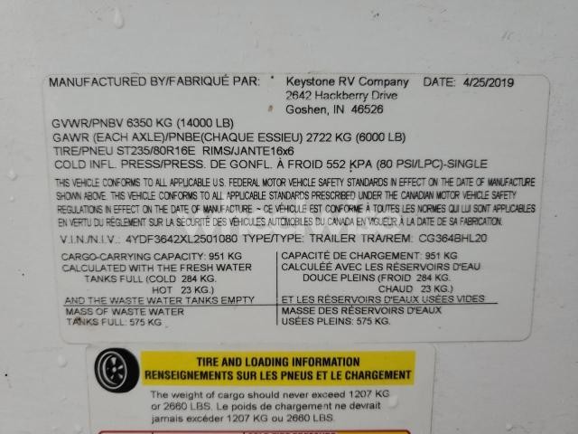 Photo 2 of 2020 TRAILER (VIN 4YDF3642XL2501080)