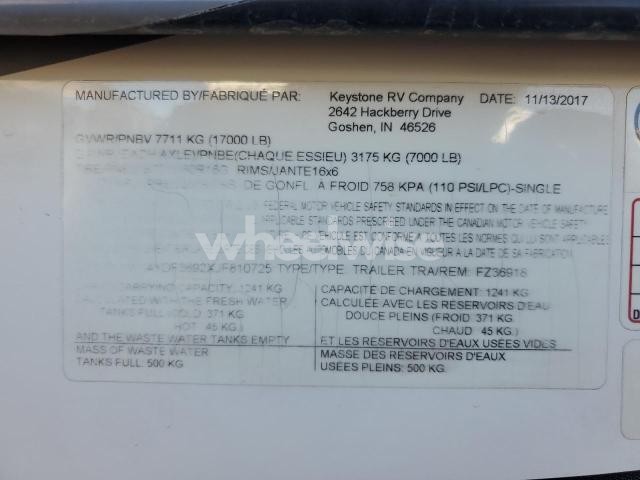 Photo 2 of 2018 KEYSTONE FUZION N/A (VIN 4YDF3692XJF810725)