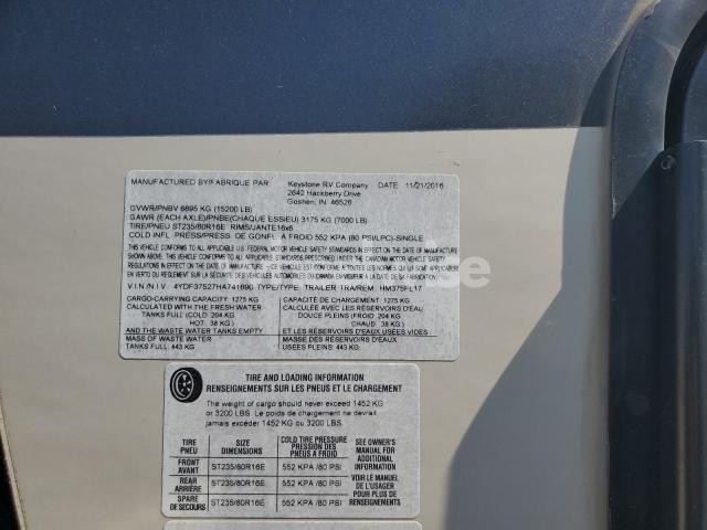 Photo 5 of 2017 KEYSTONE RV MONTANA HI - RVS RV (VIN 4YDF37527HA741690)