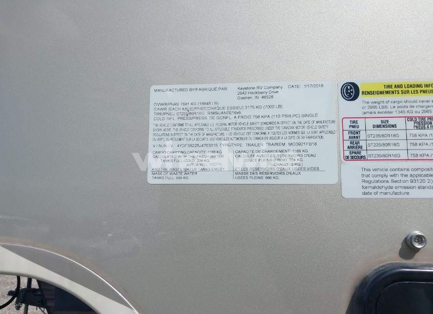 Photo 9 of 2018 Keystone Montana (VIN 4YDF39225J4703315)