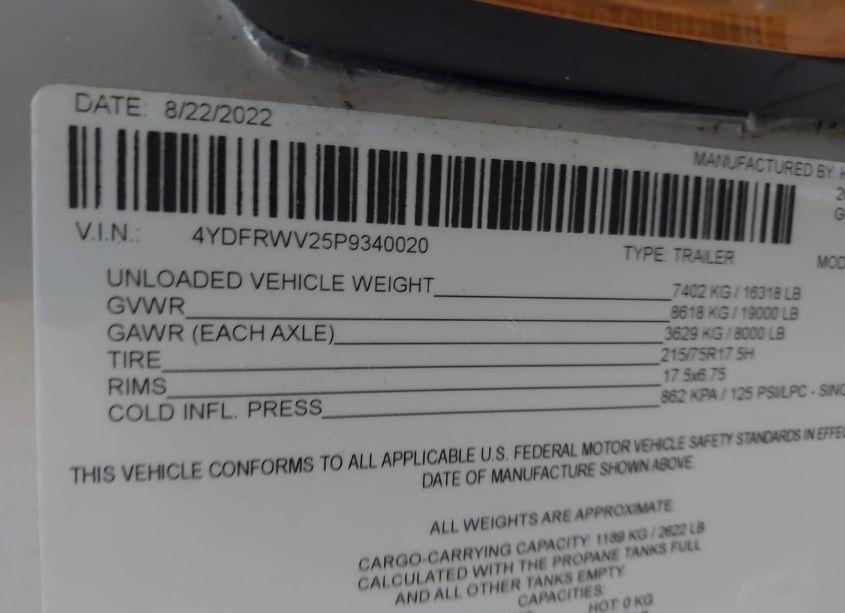 Photo 9 of 2023 Redwood Other N/A (VIN 4YDFRWV25P9340020)