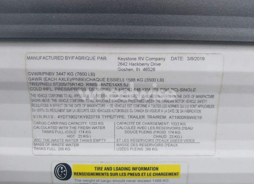 Photo 9 of 2019 Dutchmen Other (VIN 4YDT19021KY923718)