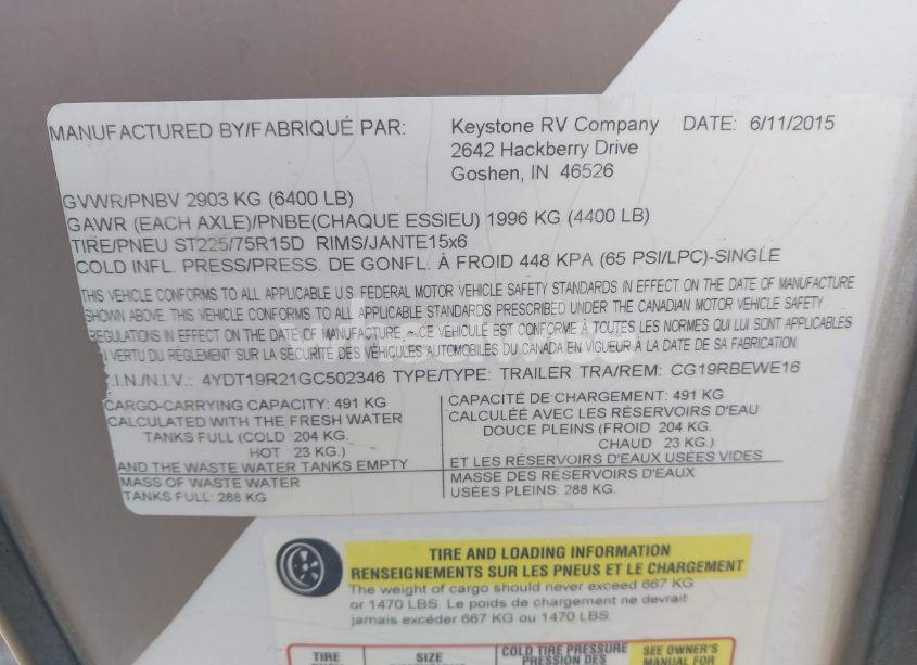 Photo 9 of 2016 Keystone Cougar (VIN 4YDT19R21GC502346)