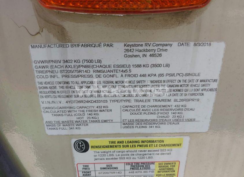 Photo 9 of 2019 Bull Trailer OTHER (VIN 4YDT26R24KD433103)