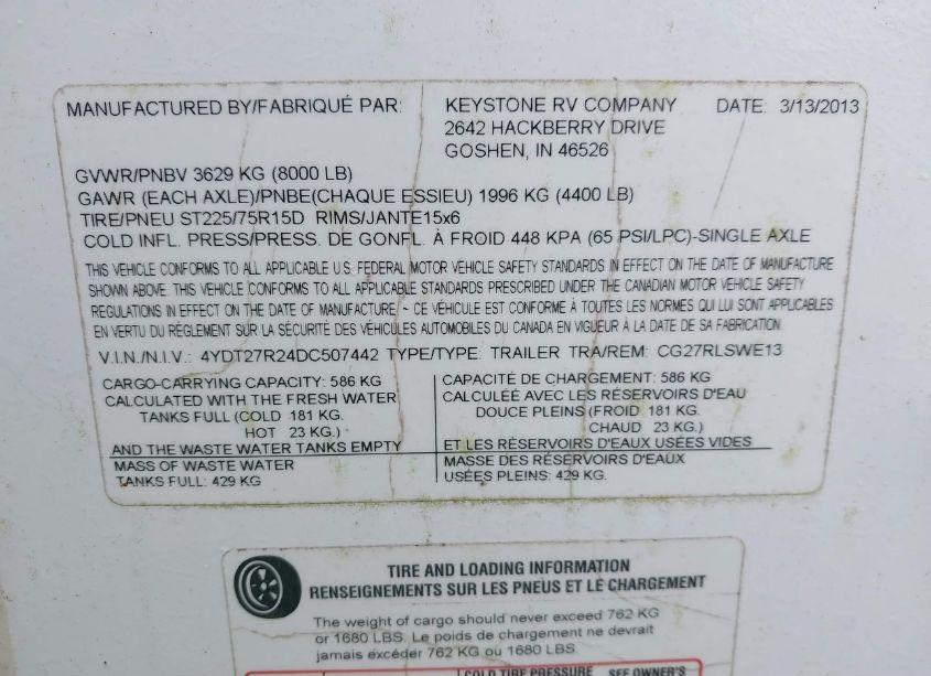 Photo 9 of 2013 Keystone Other (VIN 4YDT27R24DC507442)