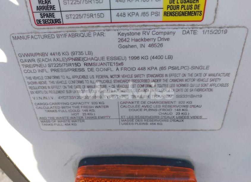 Photo 9 of 2019 Crossroads Other (VIN 4YDT33120K5351869)