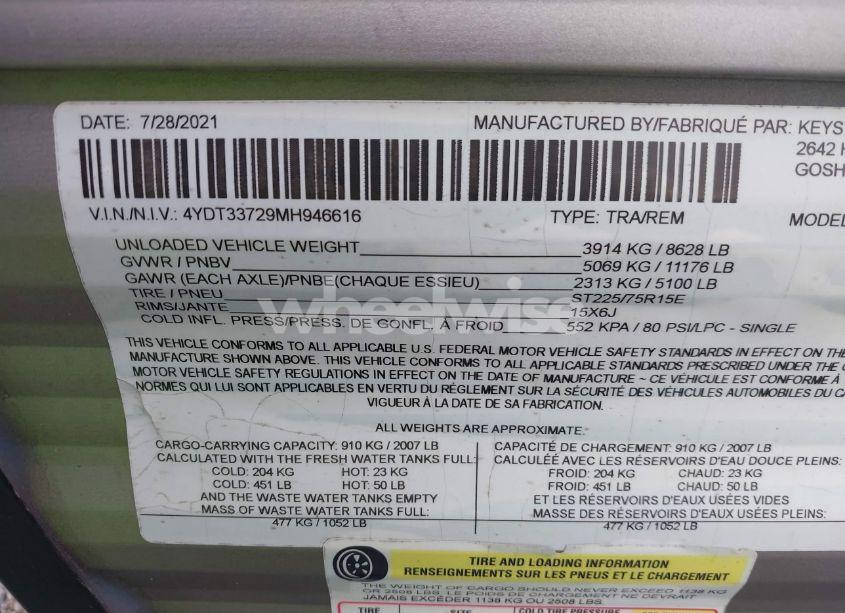 Photo 9 of 2021 Coleman Travel TRAILER (VIN 4YDT33729MH946616)