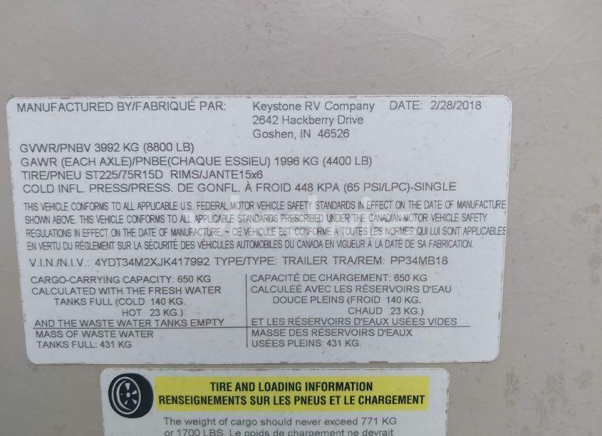 Photo 9 of 2018 Keystone Passport N/A (VIN 4YDT34M2XJK417992)