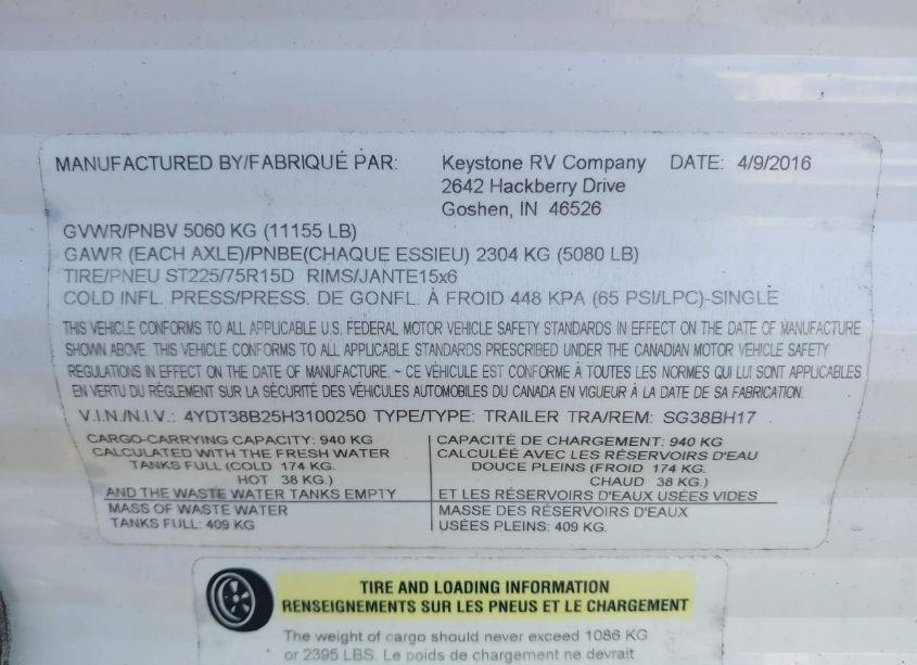 Photo 9 of 2017 Keystone Springdale TRAVEL TRAILER (VIN 4YDT38B25H3100250)